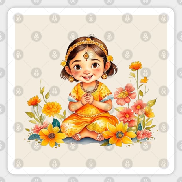 Gudi Padwa Cute Girl Magnet by HolidayBug